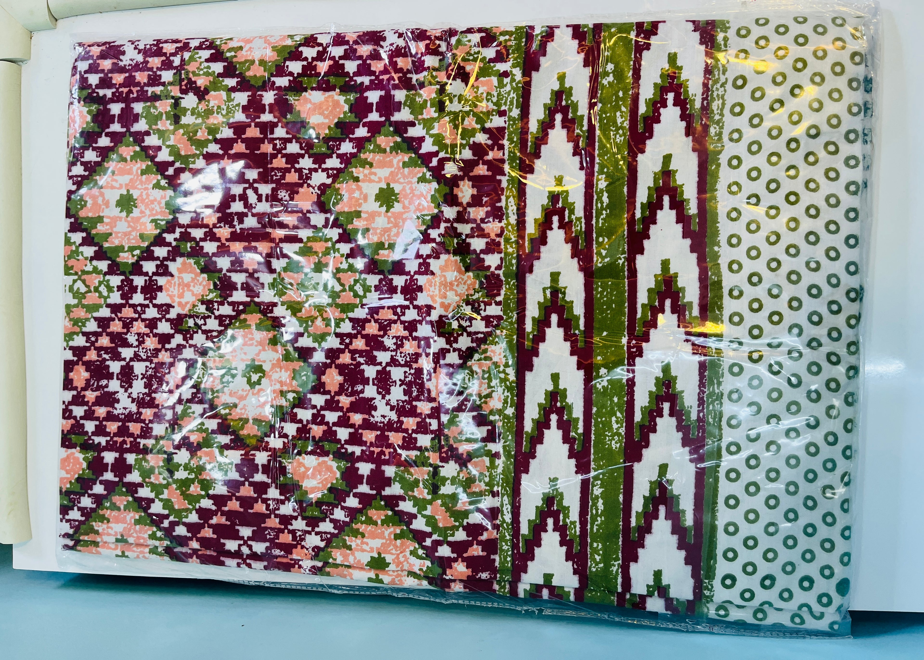 CNM Cotton Bedsheet Pink and Green