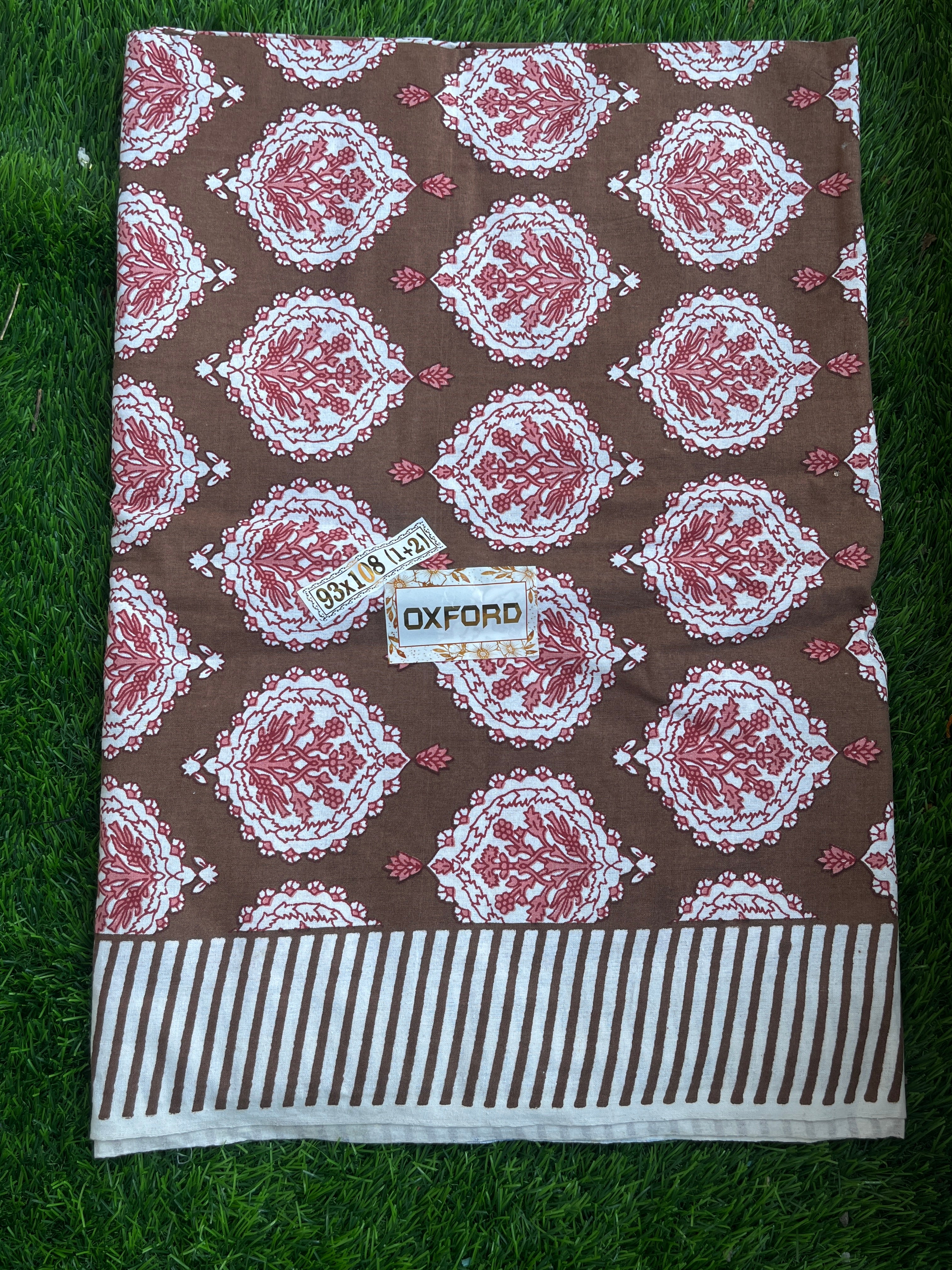 CNM Cotton Bedsheet Brown & Pink