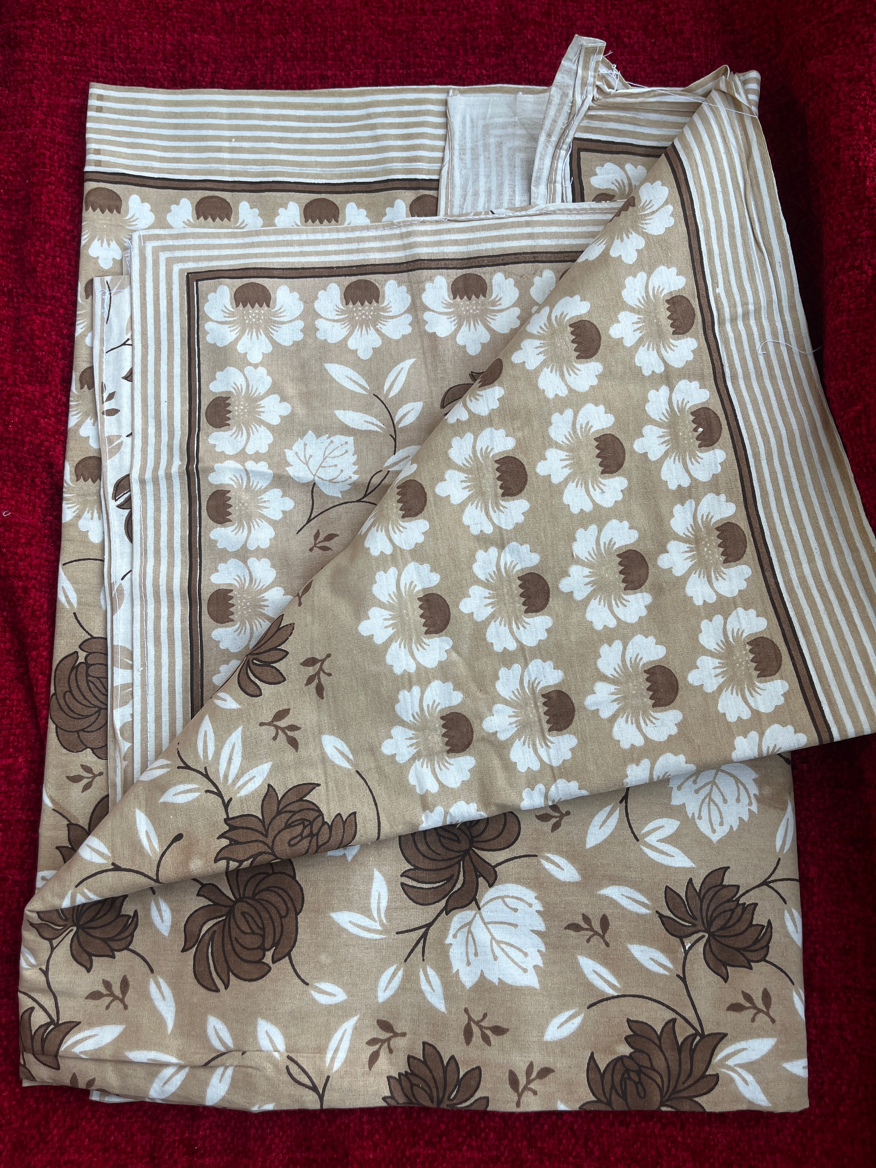CNM Cotton Bedsheet Brown Flowers