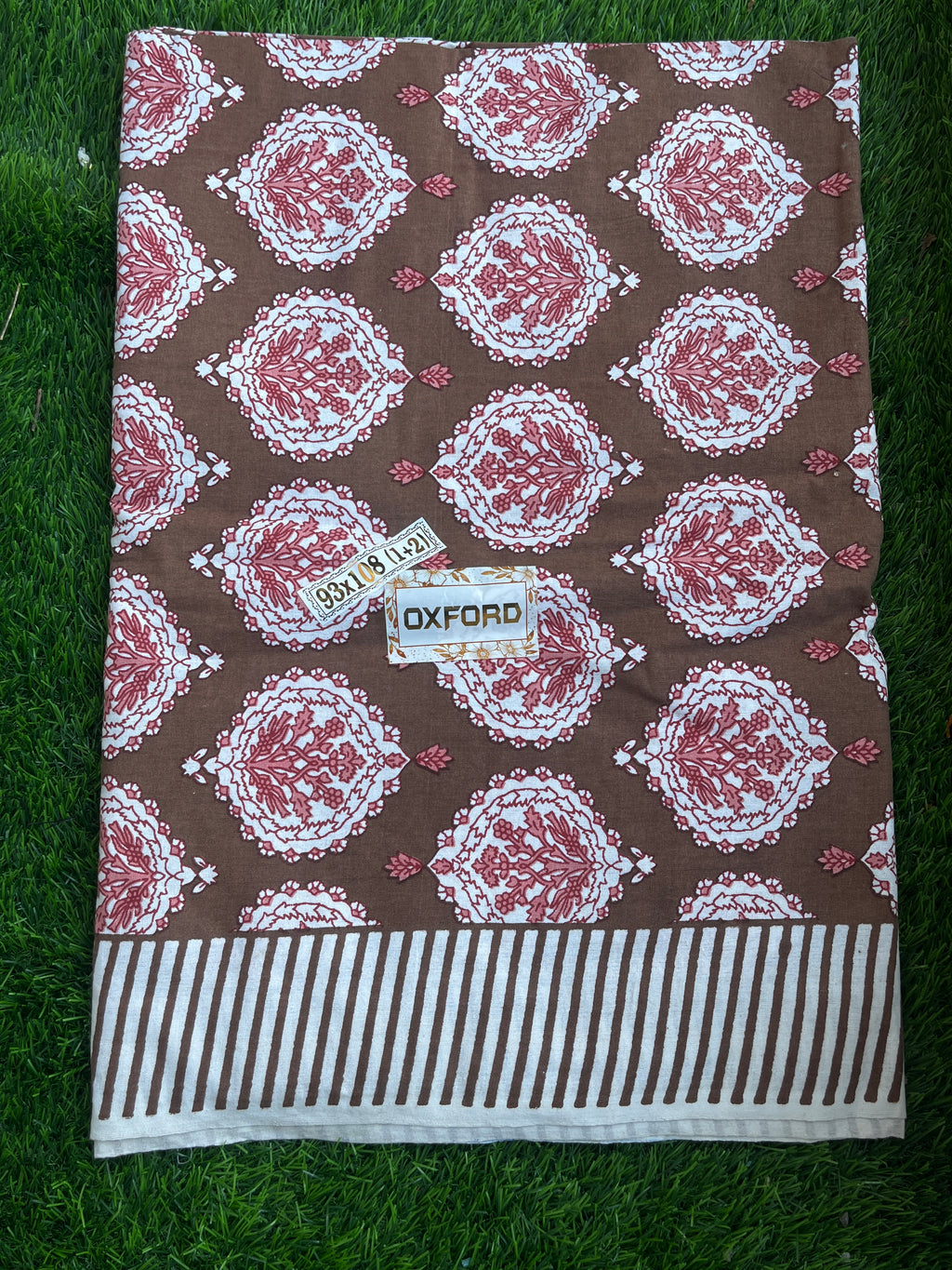 CNM Cotton Bedsheet Brown & Pink